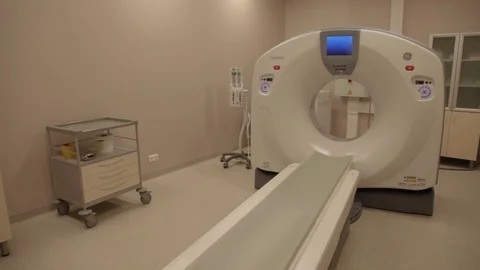 CT scan room at hospital Stock Footage 82072372