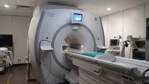 CT scan room in a new modern cancer treatment hospital. CT and MR scan, Stock Footage 122952903