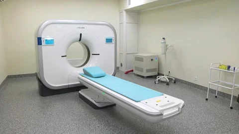 CT scanner. Medical examination using a modern CT scanner in a modern hospital. Stock-Footage 318799551