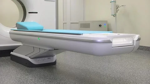 CT scanner. Medical examination using a modern CT scanner in a modern hospital. Stock Footage 318799580