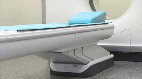 CT scanner. Medical examination using a modern CT scanner in a modern hospital. Stock Footage 318799583