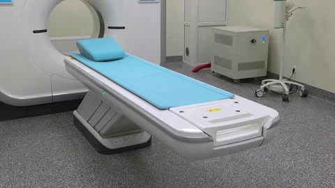 CT scanner. Medical examination using a modern CT scanner in a modern hospital. Stock Footage 318799584