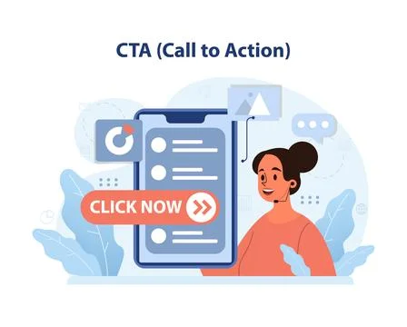 CTA Call to Action concept. Flat vector illustration Stock Illustration