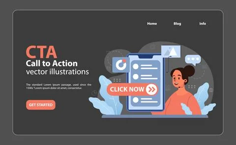 CTA Call to Action concept. Flat vector illustration Illustrazione stock