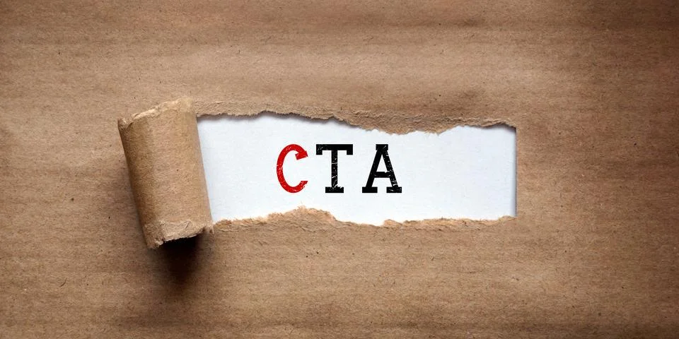 CTA, Call to Action - torn strip of brown kraft paper Stock Illustration