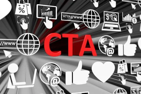 CTA concept blurred background 3d render illustration Stock Illustration