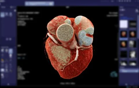 CTA Coronary artery  3D rendering image for finding coronary artery disease. Stock Illustration