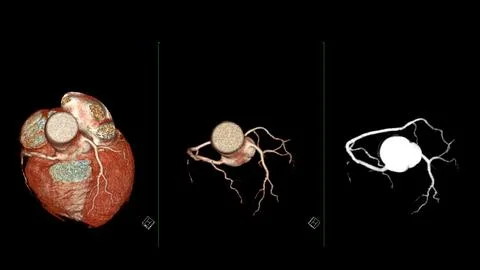 CTA coronary artery 3D rendering is a diagnostic imaging technique capturin.. Stock Illustration