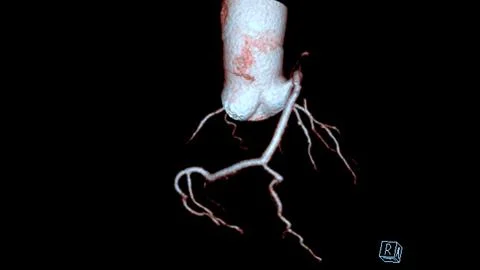 CTA coronary artery 3D rendering is a diagnostic imaging technique capturin.. Stock Illustration