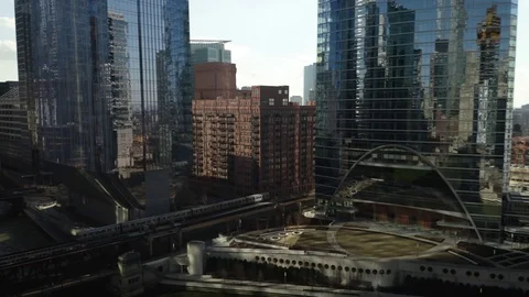 CTA Crossing into the Loop on St. Patrick's Day - Green River Stock Footage 104784698
