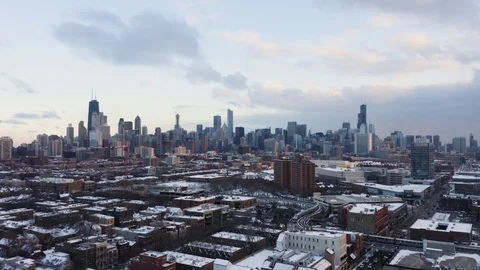 CTA Train in Winter - 4k Stock Footage 104771074