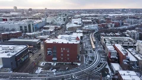 CTA Train in Winter - 4k Stock Footage 104772045