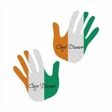Cte d'Ivoire flag hand vector Stock Illustration