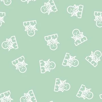 Cthulhu fantasy character line vector seamless pattern Illustrazione stock