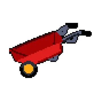Ctool wheelbarrow pixel art vector illustration Stock Illustration