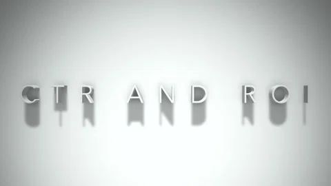 Ctr and roi 3D title animation with shadows on a white background Stockbeeldmateriaal 297268556