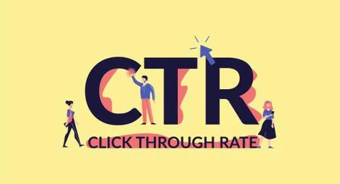 CTR click through rate. Online marketing traffic with sales of business content. Stock Illustration