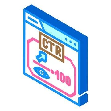 Ctr click through rate seo isometric icon vector illustration 스톡 일러스트