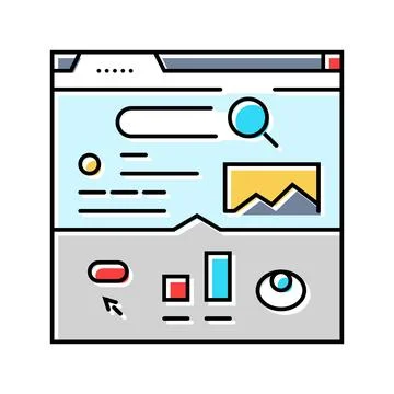 Ctr click through rate seo color icon vector illustration 스톡 일러스트