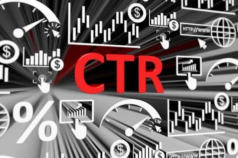 CTR concept blurred background 3d render illustration Stock Illustration