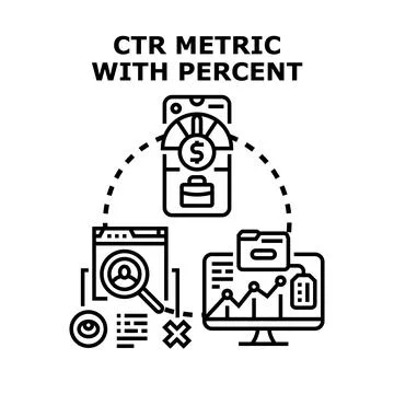 Ctr metric tracking internet advertisement performance concept Stock Illustration