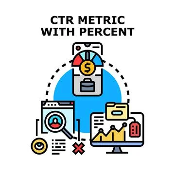 Ctr metric tracking internet advertisement performance concept Stock Illustration