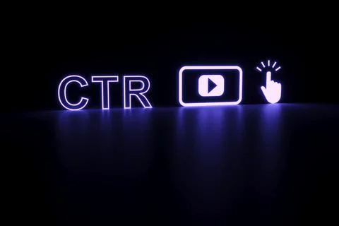 CTR neon concept self illumination background 3D illustration Stock Illustration