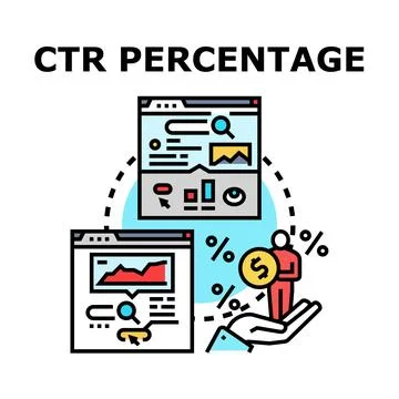 Ctr percentage click through rate performance analysis Stock Illustration