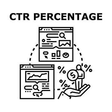 Ctr percentage click through rate performance analysis Stock Illustration