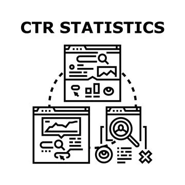 Ctr statistics analyzing digital marketing data Stock Illustration