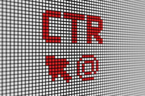 CTR text scoreboard blurred background 3d illustration Stock Illustration