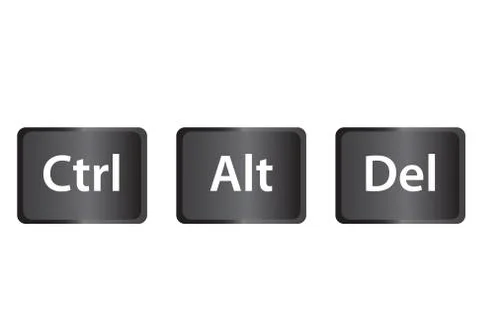 Ctrl, Alt and Del on white background. Ctrl, Alt and Del Keyboard button. 스톡 일러스트