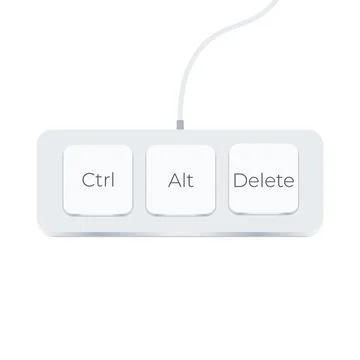 Ctrl, Alt and Del on white background. flat style. keyboard shortcut icon for Illustrazione stock