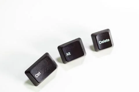 Ctrl Alt Delete computer keys on white Stock Photos