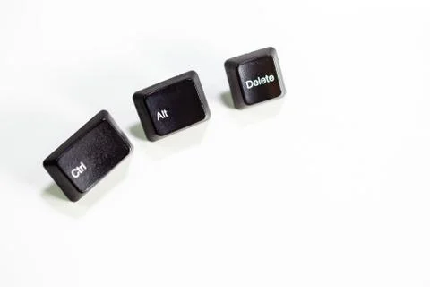 Ctrl Alt Delete computer keys on white Stock Photos