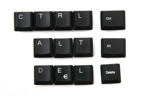 Ctrl + alt + delete from keyboar keys Stock Photos