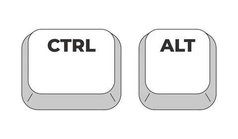 Ctrl Alt grayscale keyboard hotkey Stock Illustration