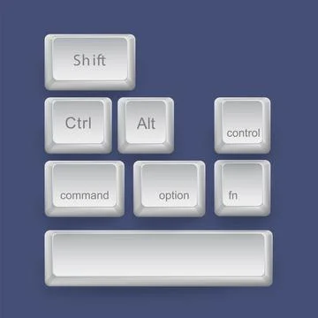 Ctrl Alt Shift 3d keyboard buttons with shadow Stock Illustration