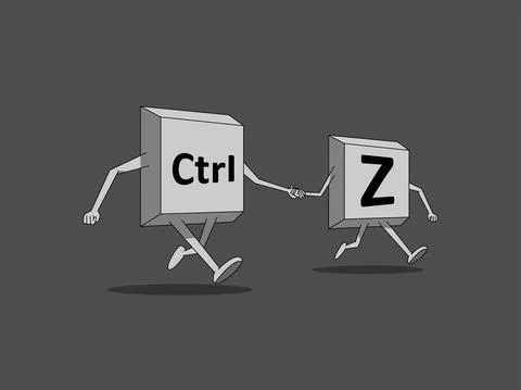 Ctrl and Z Keyboard Keys Holding Hands Undo Shortcut Concept Illustrazione stock
