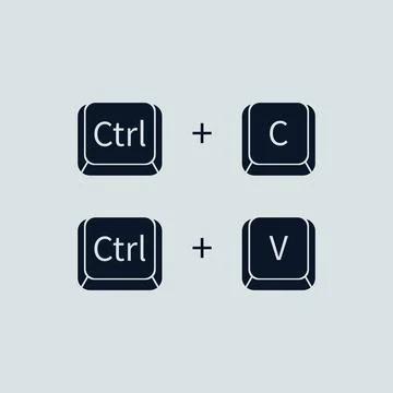 Ctrl C and Ctrl V Keyboard Button, Copy Paste Shortcuts Icon, Sign, Symbol Illustrazione stock