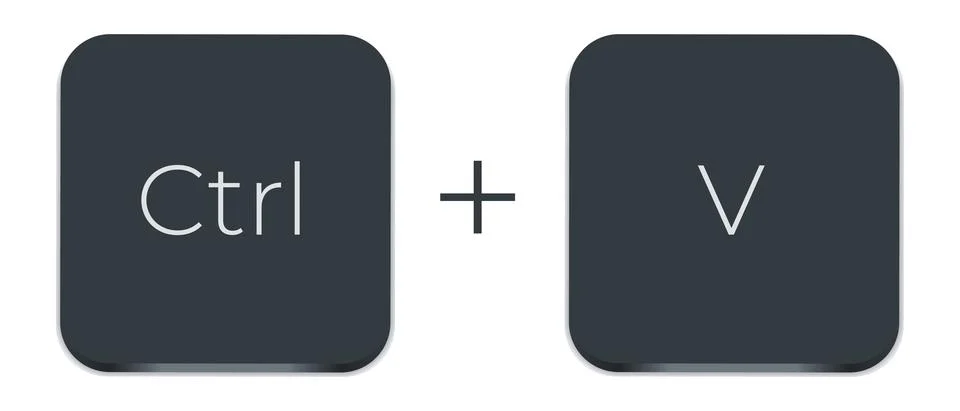 Ctrl C and Ctrl V keyboard buttons. Copy and paste key shortcuts Illustrazione stock