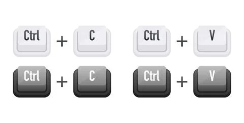Ctrl C and Ctrl V Keyboard keys. Shortcut keys Illustrazione stock