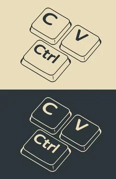 Ctrl c and ctrl v keys ironic illustrations Stock Illustration
