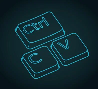 Ctrl c and ctrl v keys stylized ironic illustration Stock Illustration