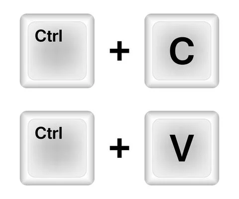Ctrl C, Ctrl V keys on the keyboard, copy and paste the key combination. Inse Illustrazione stock