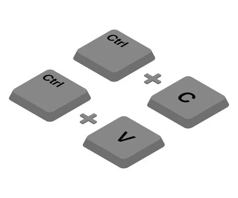 Ctrl C, Ctrl V keys on the keyboard, copy and paste the key combination. Inse Illustrazione stock