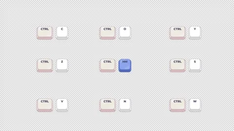 Ctrl combinations keyboard shortcut keys set animation Stock Footage 334659746
