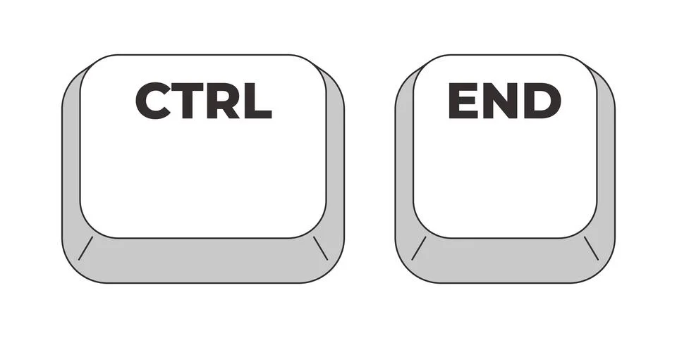 Ctrl End grayscale keyboard hotkey Stock Illustration