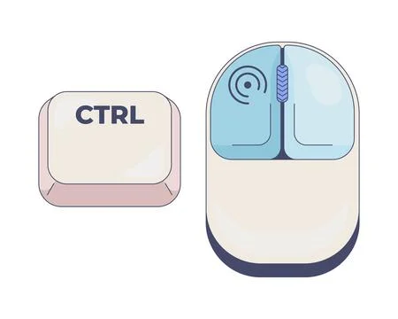 Ctrl with left mouse click computer keyboard shortcut Stock Illustration