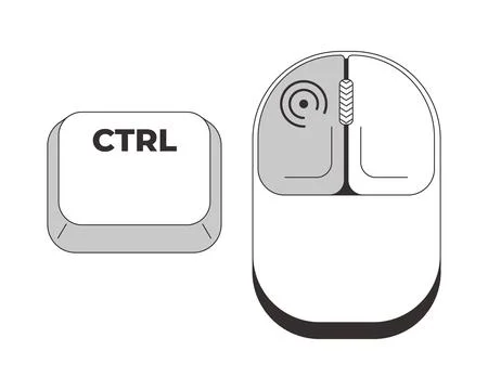 Ctrl with left mouse click grayscale keyboard hotkey 스톡 일러스트